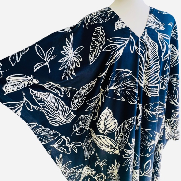 0137/Navy Color Long Kaftan, Rayon Viscose Material - Picture 9 of 12